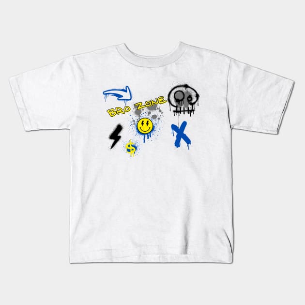 Bro zone in graffiti art aesthetic Kids T-Shirt by Once Upon a Find Couture 